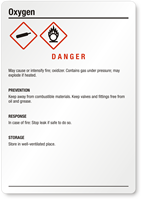 Oxygen Danger Medium GHS Chemical Label