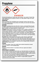 Propylene Chemical Danger GHS Label, 7.75in. x 4.75in.
