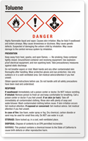 Toluene Danger Large GHS Chemical Label