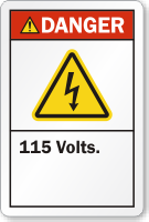 115 Volts ANSI Danger Label