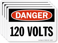 120 Volts OSHA Danger Label