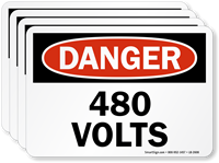 480 Volts OSHA Danger Label