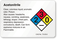 Acetonitrile NFPA Chemical Hazard Label