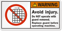Replace Guard Before Operating Machine Warning Label