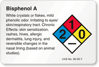 Bisphenol A NFPA Chemical Hazard Label