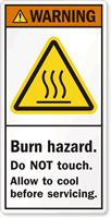 Burn Hazard. Do Not Touch Label