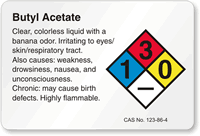 Butyl Acetate NFPA Chemical Hazard Label