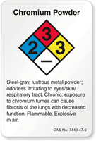 Chromium Powder NFPA Chemical Label