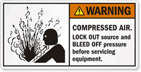 Compressed Air. Lock Out Source Label