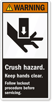 Crush Hazard Keep Hands Clear Label