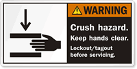 Crush Hazard Keep Hands Clear Warning Label
