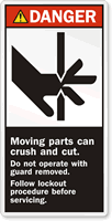 Cutting Hand With Straight Blades ANSI Danger Label