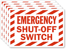 Emergency Shut-Off Switch Laminated Vinyl Labels