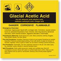 Glacial Acetic Acid ANSI Chemical Label
