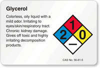 Glycerol NFPA Chemical Hazard Label