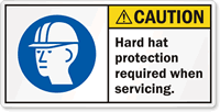 Hard Hat Protection Required When Servicing Label