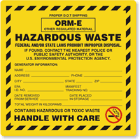 Hazardous Waste ORM-E Warning Label