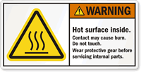 Hot Surface Contact May Cause Burn Label