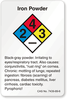 Iron Powder NFPA Chemical Label
