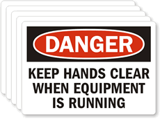 Danger Keep Hands Clear Equipment Running Label
