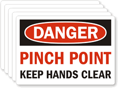 Danger Pinch Point Feet Clear Label