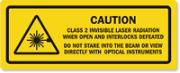 Class 2 Invisible Laser Radiation Caution Label