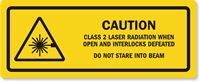Class 2 Laser Radiation Don't Stare Beam Label