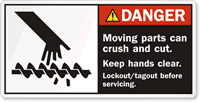 Moving Parts Crush Keep Hands Clear Label