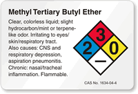 Methyl Tertiary Butyl NFPA Chemical Hazard Label