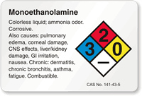 Monoethanolamine NFPA Chemical Hazard Label