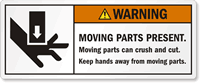 Moving Parts Can Crush And Cut Label