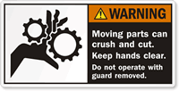 Pinch Point Crush Gears ANSI Warning Label