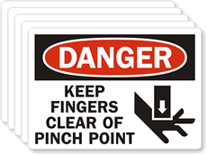 Danger Keep Fingers Clear Pinch Point Label
