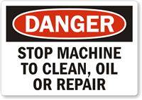 Stop Machine To Clean Oil Repair Label