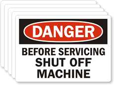 Danger Shut Off Machine Label