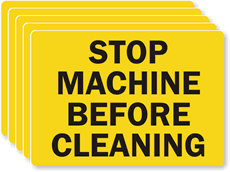 Stop Machine Before Cleaning Labels (Set Of 5)