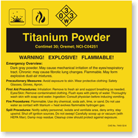 Titanium Powder ANSI Chemical Label