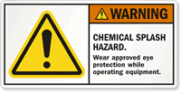 Wear Approved Eye Protection Operating Equipment Label
