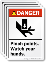 ANSI Danger Pinch Points Watch Your Hands Label
