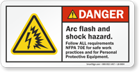 Arc Flash Shock Hazard Follow NFPA Requirements Label