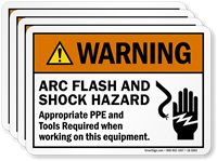 Arc Flash Shock Hazard PPE Tools Required Label