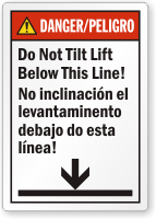 Bilingual Don't Tilt Lift Below This Line Label