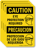 Bilingual Eye Protection Required OSHA Caution Label