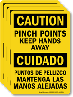 Bilingual Pinch Points Keep Hands Away Caution Label
