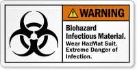 Biohazard Infectious Material Wear Hazmat Suit Warning Label