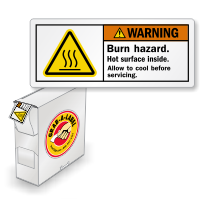 ISO Burn Hazard, Hot Surface Grab-a-Labels Dispenser Box