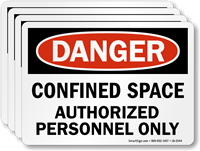 Confined Space Authorized Personnel Only OSHA Danger Label