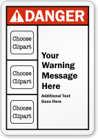 Customizable ANSI Danger Message Multiple Clipart Label