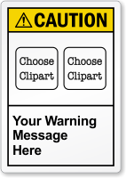 Customizable Text ANSI Caution Label, Choose 2 Clipart
