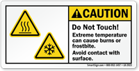 Cvaution, Do Not Touch, Frostbite Hazard Label